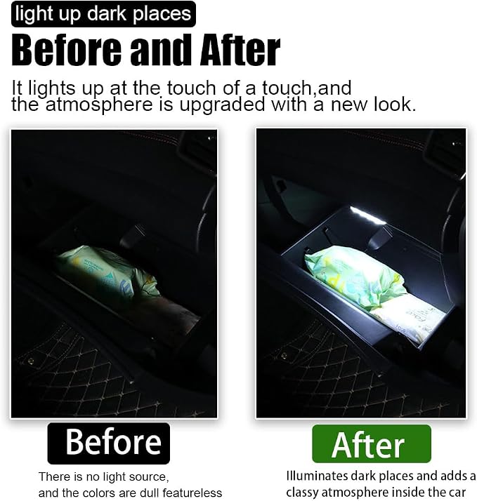 2PCS Wireless Car Interior LED Lights USB Rechargeable Car LED Touch Light with 6 Super Bright LED Lamp Beads Car Interior Ambient Light Universal Vehicle Accessories for Car Decor
