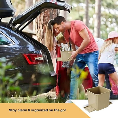 Car Trash Can with Stability Wings – Leakproof Portable Garbage Bin for Fabric & Rubber Mats – Compact Durable Plastic Auto Organizer for Cars, SUVs, Trucks (Mocha, Small)