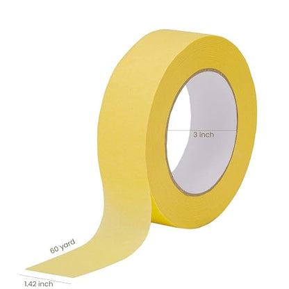 Lichamp 36mm x 55m Yellow Automotive Masking Tape for Painting, Auto Body Yellow Painters Tape for Car Detailing, 1.4 inch x 60 Yards