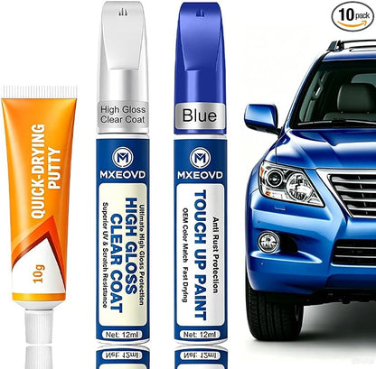 Blue for Car Touch Up Paint Kit, All-in-One Car Paint Scratch Repair Kit with Fast Dry Putty and Glossy Clear Coat,Easy At-Home Car Scratch Restoration