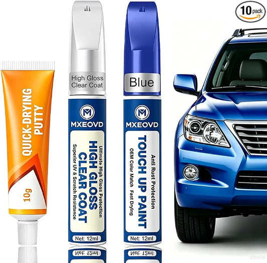 Blue for Car Touch Up Paint Kit, All-in-One Car Paint Scratch Repair Kit with Fast Dry Putty and Glossy Clear Coat,Easy At-Home Car Scratch Restoration