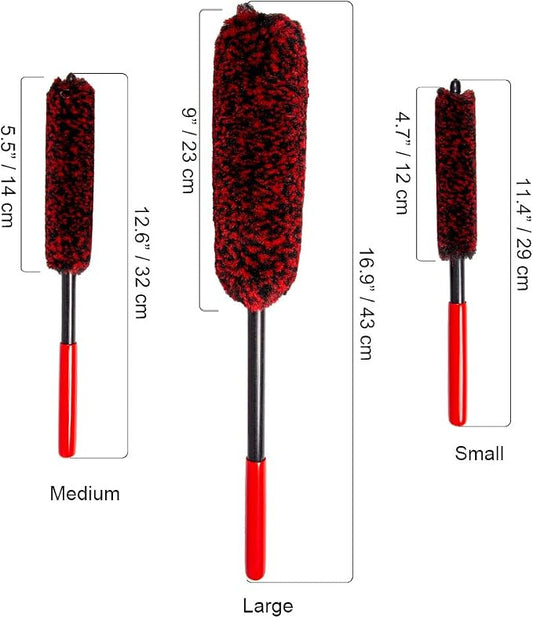 Soft Brsuh Wheel Brushes Set (3 Pack) - 3 Szie Synthetic Soft brsuhie Brush, 1x Car Detail Brush, Wheel Soft brsuhies Cleaning Brush for Car Rim Wheel Washing…