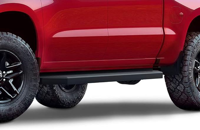 APS 6in (Black Stainless Steel Flat) Running Boards Compatible with Chevy Silverado GMC Sierra 1500 2019-2026 Crew Cab & 2500 HD 3500 HD 2020-2026 (Silverado 1500 LTD Sierra 1500 LD 2022)