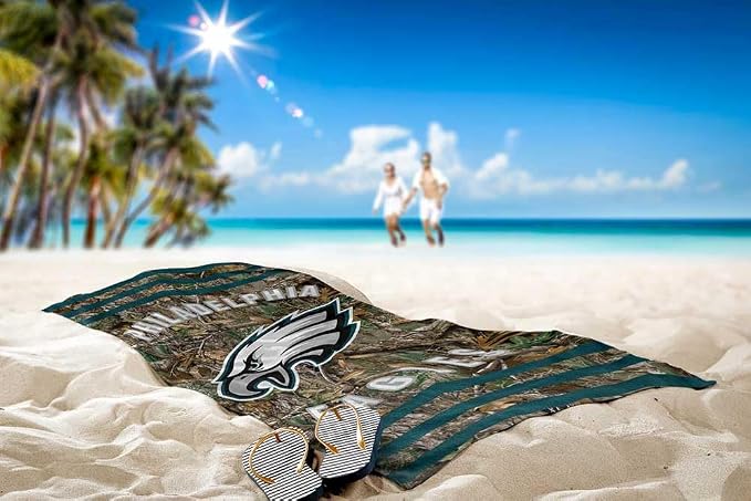 Northwest NFL Philadelphia Eagles Unisex-Adult Beach Towel, 30" x 60", Realtree Camo Stripes