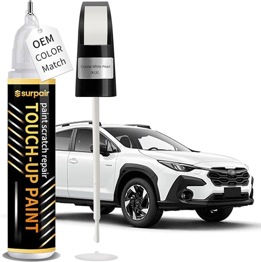 Crystal White Pearl K1X Touch up Paint for Subaru OEM Color Match Car Scratch Repair Kit for Nicks & Chips Scratches Quick & Easy Paint Fix 2-In-1 Car Scratch Remover Pen