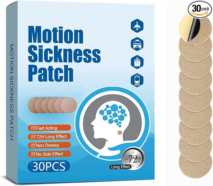 KUNHAOH Motion Sickness Patches for Adults and Kids | Non-Drowsy, Lasts 72 Hours, Travel Essentials