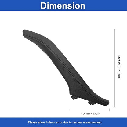 Leather Side Door Pull Handle Cover Compatible with BMW 5 Series F10/F11/F18 520 523 525 528 530 535 2010-2016,Right Passenger Inner Door Handle Assembly(Black, Right)