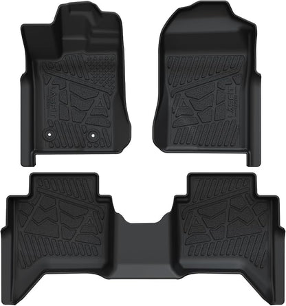 LASFIT Floor Mats for Ford Ranger 2026 2025 2024 SuperCrew Cab All Weather Truck Protector TPE Carpeted Floor Liners, Front and Rear Row, 3pc Black