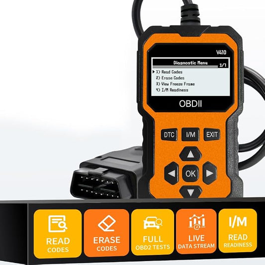 OBD2 Scanner V410 Car Diagnostic Tool – Auto Code Reader for All Vehicles, Engine Fault Code Reader Scan Tool with Live Data/Freeze Frame & Fix Suggestions Orange and Black