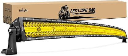 Nilight 50 Inch LED Light Bar 384 LED Chips Yellow Beam Curved Triple Row Fog Light Spot Flood Combo High Power LED Driving Lights Off Road Lights for Trucks SUV UTV ATV Truck Van 4x4 Boat