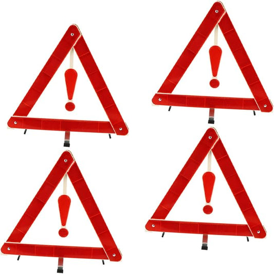 4Pcs Car Safety Triangle Kit Road Warning Signs for Situations Easy to Install Resistant to Wind and Wear for Vehicle Maintenance and Roadside Assistance