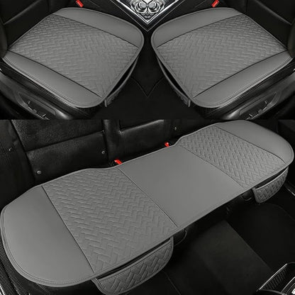 West Llama Full Set Car Seat Covers for Front and Rear Bottom Seats Only, Luxury PU Leather Car Seat Pads Protectors Waterproof and Wear-Resistant,Gray