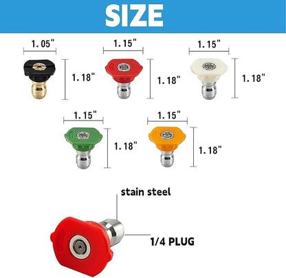 Hourleey Foam Cannon Dual-Connector Accessory, Pressure Washer Double Tip Attachment for Soap Cannon with 5 Power Washer Sprayer Nozzles, 1/4" Quick Connect, 4000 PSI