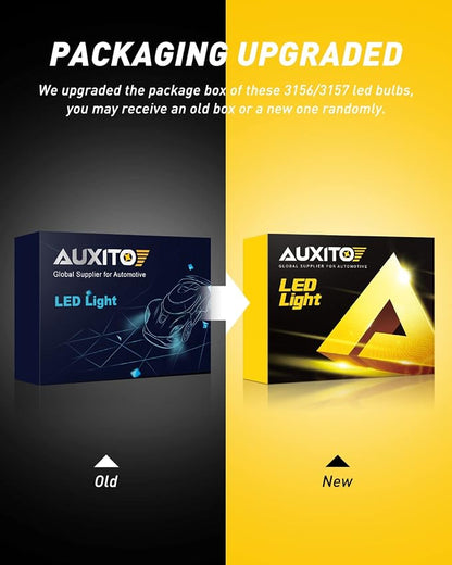 AUXITO 3157 LED Bulbs Reverse Lights, Super Bright 3056 3156 3057 4157 LED Bulbs with Projector for Reverse Back Up Lights Tail Brake Turn Signal Parking Daytime Running Lights, 6000K White