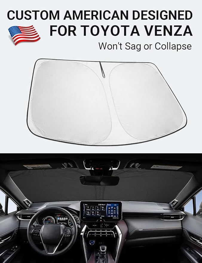Proadsy 2026 Upgrade Front Windshield Sun Shade Foldable Sunshade Protector Custom Fit 2021-2024 Venza, LE, XLE, Limited, SUV Accessories