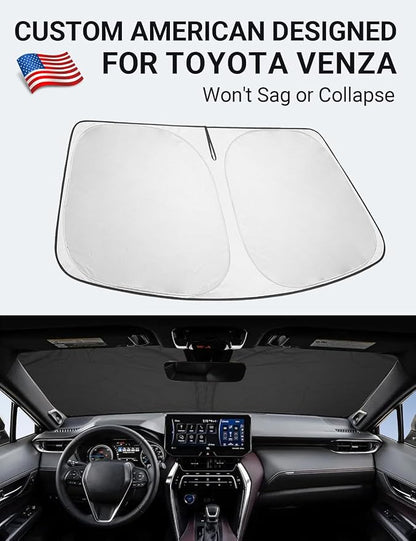 Proadsy 2026 Upgrade Front Windshield Sun Shade Foldable Sunshade Protector Custom Fit 2021-2024 Venza, LE, XLE, Limited, SUV Accessories