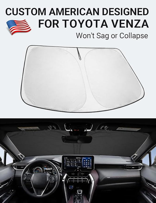 Proadsy 2026 Upgrade Front Windshield Sun Shade Foldable Sunshade Protector Custom Fit 2021-2024 Venza, LE, XLE, Limited, SUV Accessories