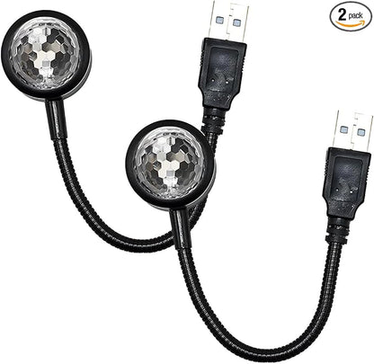 Star Projector Night Light, Portable USB LED Ambient Light - 4 Colors & 9 Modes Atmosphere Star Lights for Car Decor, Ceiling, Bedroom, Party (2PCS)