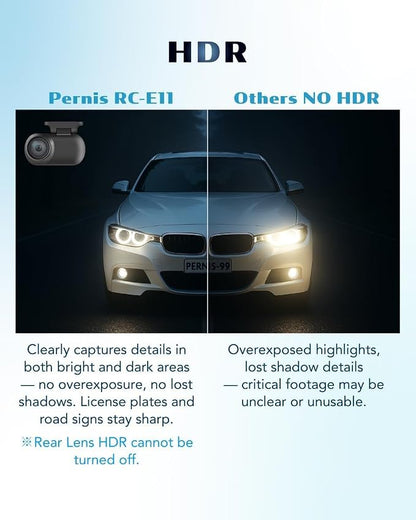 PERNIS 4K Dash Cam Front and Rear, STARVIS Sensor, Free Card Included, 2.4GHz WiFi Dual Dash Camera for Cars, Built-in GPS, Night Vision, G-Sensor, Emergency Lock, 3.16'' IPS, Parking Mode(DS315)