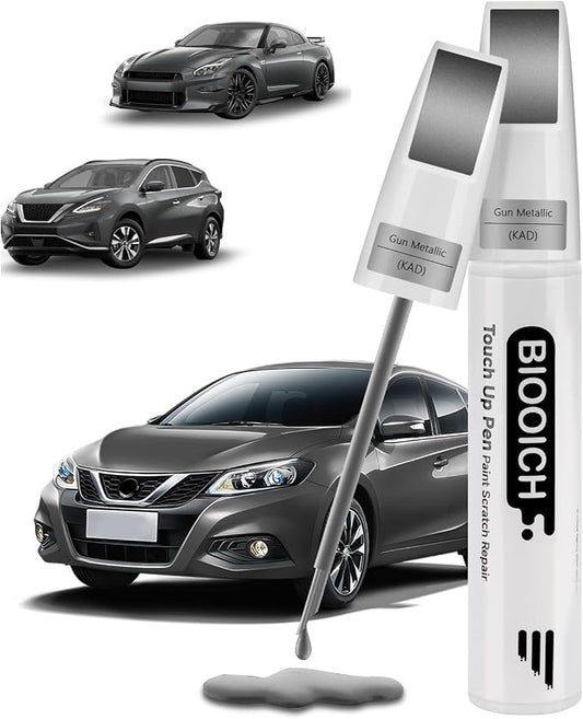Touch Up Paint Pen Exact Color Match Car Chip and Scratch Repair (for Nissan, Gun Metallic(KAD))