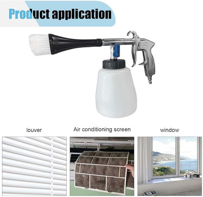 Car Cleaning Gun Kit, High-Pressure Air Blow Gun with 1L Foam Bottle, 2 Nozzles, Car Interior Cleaning Kit, Auto Detailing Spraying Washing Gun for Car Seats, Carpets (4PCS)