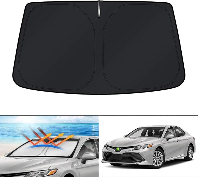 KUST Windshield Sun Shade for 2018-2023 2024 Toyota Camry LE XLE Hybrid SE XSE Sedan Accessories Custom Fit Sunshade Foldable Sun Visor Protector Block UV Rays Keep Your Car Cooler