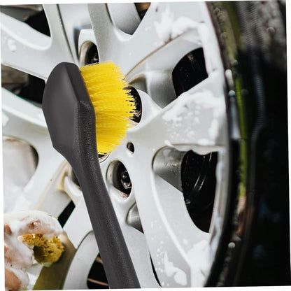 STAHAD Car Tire Brush Long Handle Wheel Cleaning Brush for Car Detailing with Stiff Bristles Yellow Tire Cleaner Tool for Automotive Rim