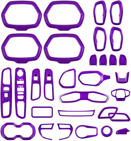 31PCS/ Set Interior Trim Kit Car Interior Accessories Decoration Trim Kit for Jeep Renegade 2015-2018 (Purple)