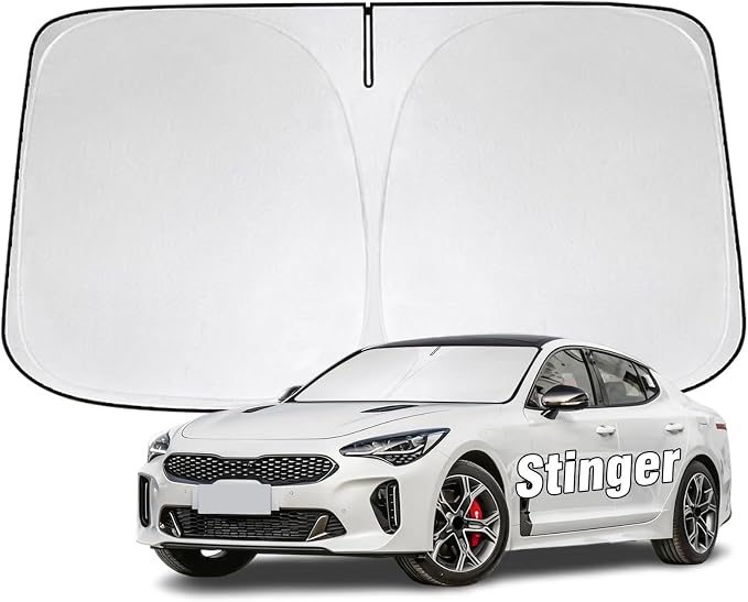 Windshield Sun Shade for Kia Stinger 2018-2023 Sunshade 300T Windshield Cover Shield Protector Blocks UV Rays Custom Fit Stringer Front Window Shades Windshield Accessories Keep Cool Foldable