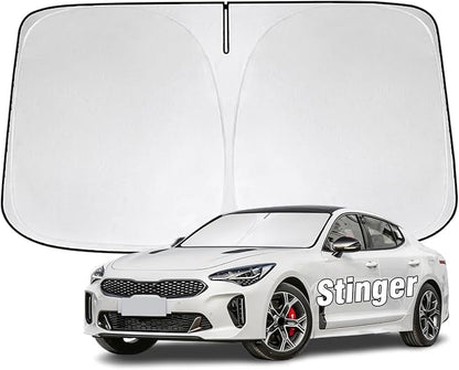 Windshield Sun Shade for Kia Stinger 2018-2023 Sunshade 300T Windshield Cover Shield Protector Blocks UV Rays Custom Fit Stringer Front Window Shades Windshield Accessories Keep Cool Foldable