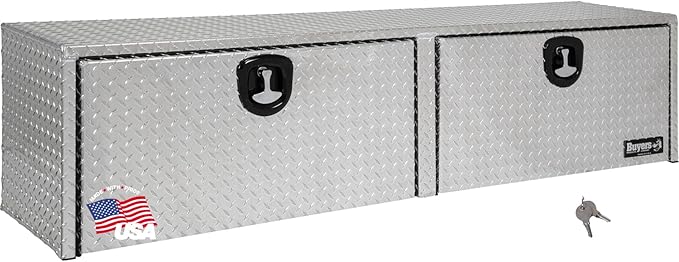 Buyers Products 1701564 Silver Aluminum Diamond Tread Topsider Truck Tool Box, 88x18x16 Inch, Made in USA, Professional Grade, Heavy Duty, Corrosion Resistant, Dual Drop Doors, Compression Latch