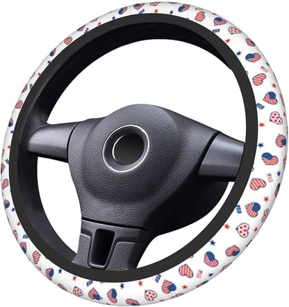 4th of July American Flag Steering Wheel Covers Universal 15 Inch Non Slip Neoprene Car Steering Wheel Protector Covers for Men Women