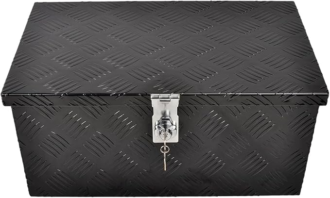 20''Inch Aluminum Truck Tool Box Truck Bed Toolbox Truck Trailer Chest Box Trailer Underbody Storage Organizer Waterproof Square Storage Organizer w/Lock & Keys Black(‎20" Lx12 Wx9.5 H)