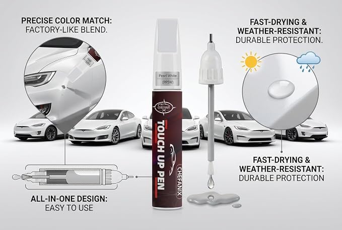 Touch Up Paint Pen for Tesla Model 3/Y/S/X (Ultra Red(PR01))–Exact Color Match Car Paint Scratch Repair, 2-in-1 Brush & Pen, DIY Chip & Scratch Fix,Automotive Scratch Repair Pen