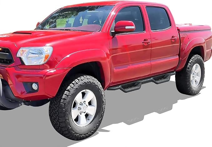 APS Black 6 Inches Tubular Drop Down Style Nerf Bars Running Boards Compatible with Toyota Tacoma 2005-2023 Double Crew Cab