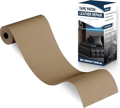 Zenyao Leather Repair Patch Tape - Self Adhesive Leather Repair Kit for Car Seat Furniture, Heavy Duty Vinyl Repair Patch for Couch Sofa, Waterproof Fix for Tears, 3x60 Inch Roll, Grey Khaki