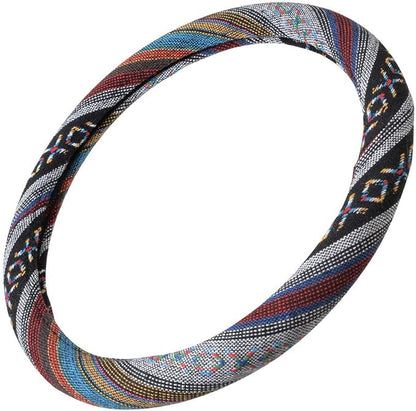 BDK Blue Woven Saddle Blanket Steering Wheel Cover for Cars SUV Van Truck Auto - Driver Grip 15 inch