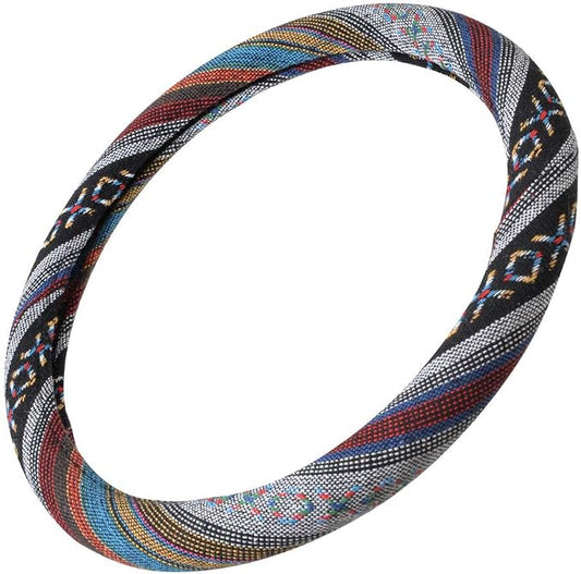 BDK Blue Woven Saddle Blanket Steering Wheel Cover for Cars SUV Van Truck Auto - Driver Grip 15 inch