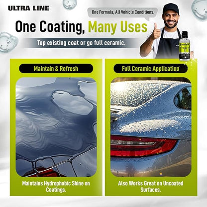 Nanoskin T1 Ultra Hydrophobic Ceramic Serum, 45-Minute DIY SiO2 Car Coating Kit, Self-Leveling & High-Gloss Sealer, Easy Application for Cars, Trucks, Boats, Motorcycles, Use After Car Wash & Clay
