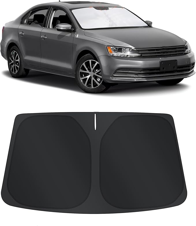 TINGLU Sun Shade for Volkswagen VW Golf MK7 2013-2018 Accessories Windshield Sun Shade Window Shade UV Rays Protection Sun Visor Cover with Steering Wheel Sunshade Storage Bag