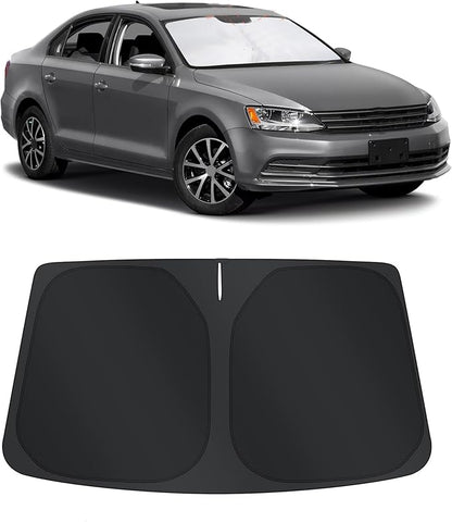 TINGLU Sun Shade for Volkswagen VW Golf MK7 2013-2018 Accessories Windshield Sun Shade Window Shade UV Rays Protection Sun Visor Cover with Steering Wheel Sunshade Storage Bag