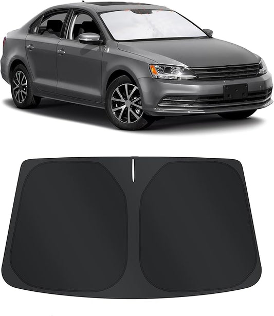 TINGLU Sun Shade for Volkswagen VW Golf MK7 2013-2018 Accessories Windshield Sun Shade Window Shade UV Rays Protection Sun Visor Cover with Steering Wheel Sunshade Storage Bag