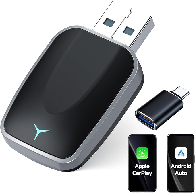 Spedal Wireless Carplay & Android Auto Adapter, Fast Auto-Connect, Plug&Play, No Latency, 2025 Mini Car Play Dongle for iPhone 6+ & Android 11+, Fit for Cars from 2016, USB A/C
