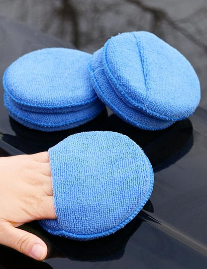 6PCS Microfiber Wax Applicator Pads, 5-inch car Wax pad with Finger Pocket, polishing and Detail polishing Foam pad for car Cleaning and fine polishing
