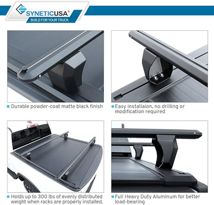 Syneticusa AR Automatic Retractable Truck Bed Cover with Crossbars for Ford F-150 2004–2026 | 5.5' (67”) Short Bed | Aluminum Hard Retractable Tonneau Cover | Waterproof, Low-Profile
