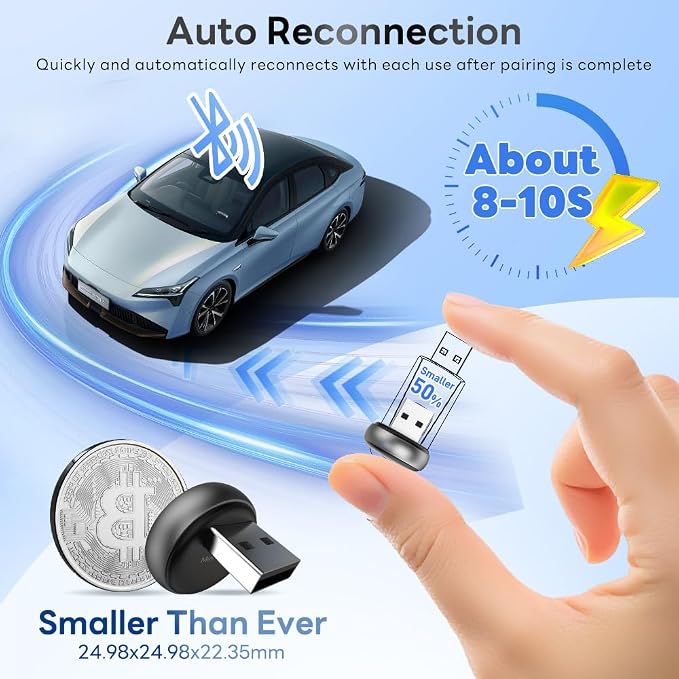 Carlinkit Wireless CarPlay Adapter & Android Auto Mini Ultra3, 2-in-1 Mini USB Design with OEM Car Models, Plug and Play/Low Latency Portable/Auto Connect, Compatible with iOS 10+ & Android 11+
