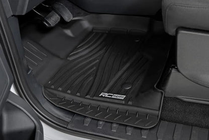 Rough Country Flex-Fit Front Floor Mats for Ford F-150 (2015-25)/Lightning (2022-25)/Raptor (2017-25) Crew Cab - Custom All-Weather Non-Slip TPE Liners w/Spill Saver Lip