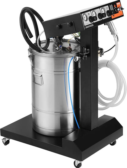 VEVOR Powder Coating System, 50W 100KV Electrostatic Output Machine with 50L Powder Hopper, 450g Per Minute Kit with Spray Gun and Trolley Base, Indoor and Outdoor