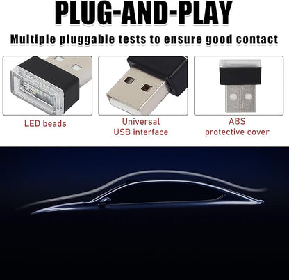 2 PCS USB LED Car Interior Atmosphere Lamp, Portable Mini LED Night Light, Plug-in USB Interface Trunk Ambient Lighting Kit, Universal Interior Car Accessories (Red)