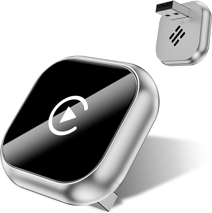 2-in-1 Wireless CarPlay Adapter - Fast Auto-Connect, Stable Connection, Plug & Play Adapter for iPhone & Android Auto Compatible Cars (Silver)